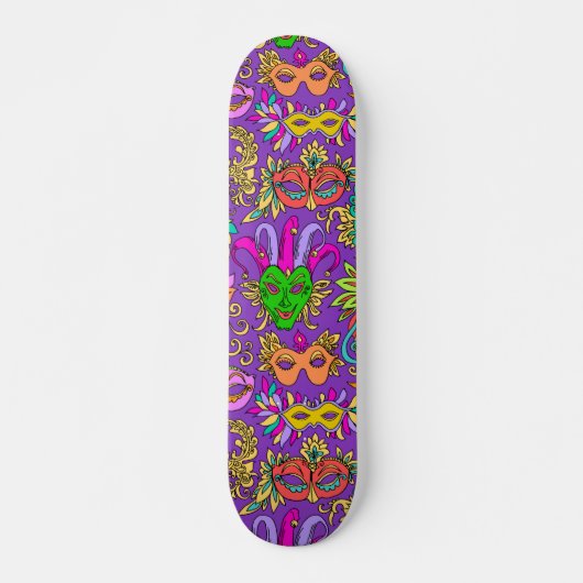 Skateboard Mardi Gras Masquerade Masque vert violet clair (Devant)