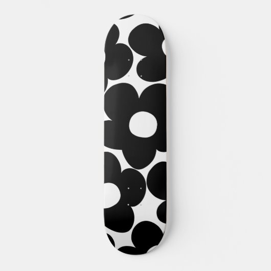 Skateboard Marguerites noires et blanches rétro #1 #décoratio (Recto)