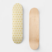 Skateboard Marguerites rétro gaies blanc et moutarde jaune (Recto)