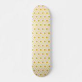 Skateboard Marguerites rétro gaies blanc et moutarde jaune (Devant)