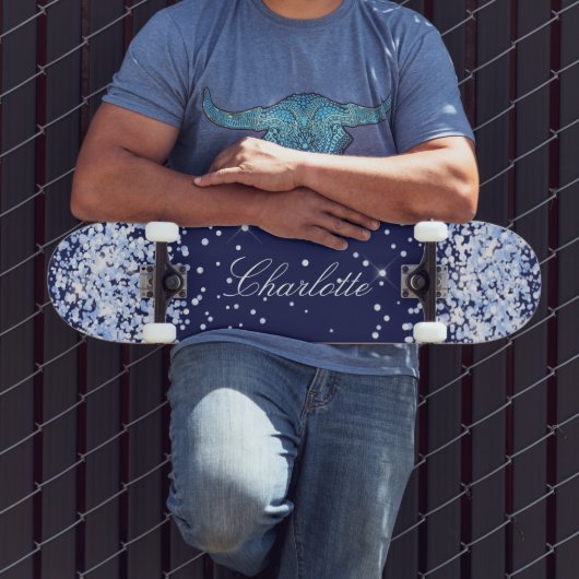 Skateboard Marine bleu nom comfetti élégante fille (Extérieur 3)