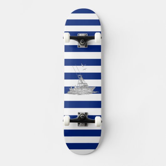 Skateboard Marlin Pêche Chrome sur les bandes Nautiques (Recto)