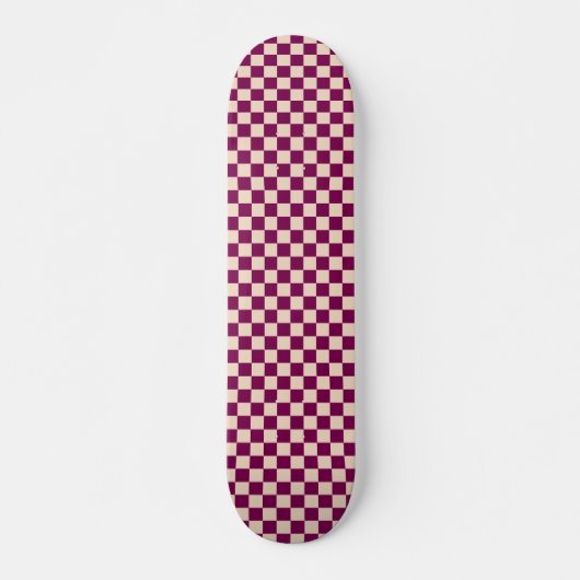 Skateboard Maroon and beige checkerboard pattern (Devant)