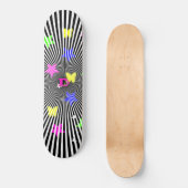 Skateboard Marque noir et blanc Rays et couleurs néon Dd (Recto)