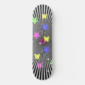 Skateboard Marque noir et blanc Rays et couleurs néon Dd (Recto)