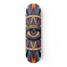 Skateboard Mauvais Œil Géométrique Rétro