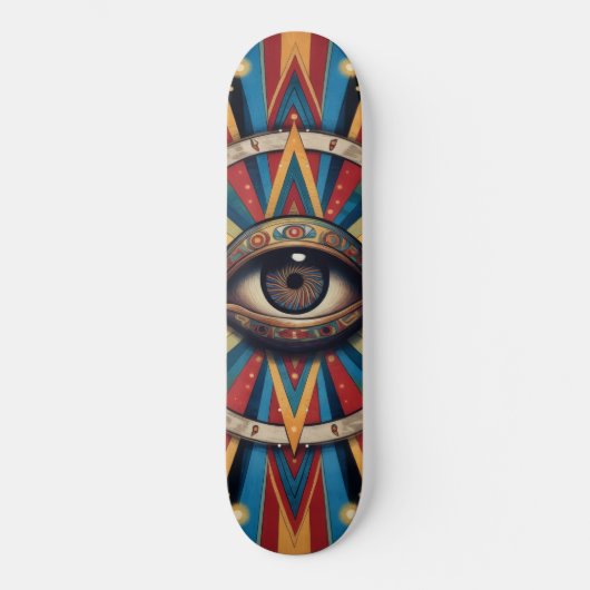 Skateboard Mauvais Œil Géométrique Rétro (Recto)