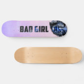Skateboard Mauvaise fille rose gris bleu (Horz)
