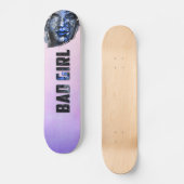 Skateboard Mauvaise fille rose gris bleu (Recto)