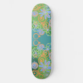 Skateboard Mazipoodles bulles florales Multi Vert Orange Bleu (Recto)
