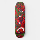 Skateboard Mazipoodles Love Flowers - Vert Rouge Noir Blanc (Recto)