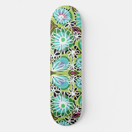 Skateboard Mazipoodles Love Flowers - Vert Turquoise violet b (Recto)