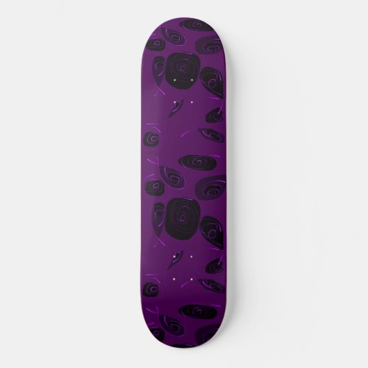 Skateboard Mazipoodles Roses de poisson violet noir (Recto)
