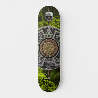 Skateboard Médaillon d'or Calendrier Maya Guerrier Crâne Jung