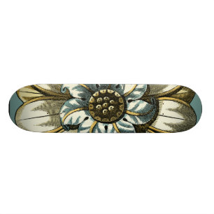 Skateboard Médaillon floral fleuri sur l'arrière - plan