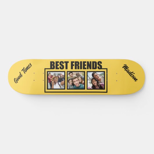 Skateboard Meilleurs amis nom, photos et couleur personnalisé (Horz)