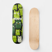Skateboard Meow Mania - Joli Amoureux des chats Doodle Vert (Recto)