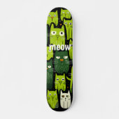 Skateboard Meow Mania - Joli Amoureux des chats Doodle Vert (Devant)