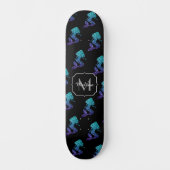Skateboard Mermaid aqua bleu ombre motif Monogramme (Recto)