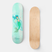 Skateboard  Mermaid Girly Queue Verte Bleue  (Recto)