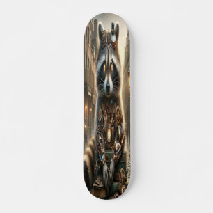 Skateboard "Merveille mécanique : Le Raccoon Steampunk