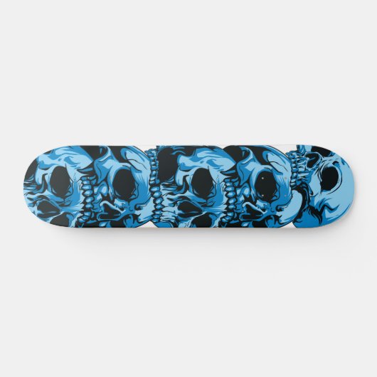 Skateboard met blauw Skulls-ontwerp (Horizontaal)