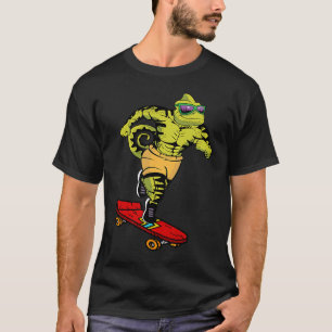 Skateboard met een deklaag van vun. t-shirt
