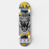 SKATEBOARD MET JAPANESE TIGER EN GEEL CLOUDS (Voorkant)