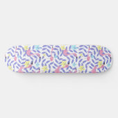 Skateboard met roze flamingoringdruk en tropisch h (Horizontaal)