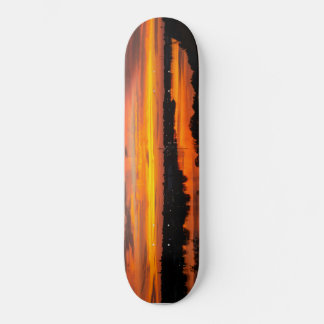 Skateboard met zonsondergang