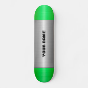 Skateboard Métal en acier inoxydable vert et argent