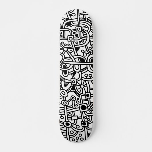Skateboard Metropolis I - Noir sur blanc (Devant)
