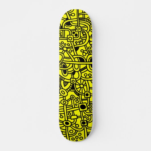 Skateboard Metropolis I - Noir sur Jaune (Devant)