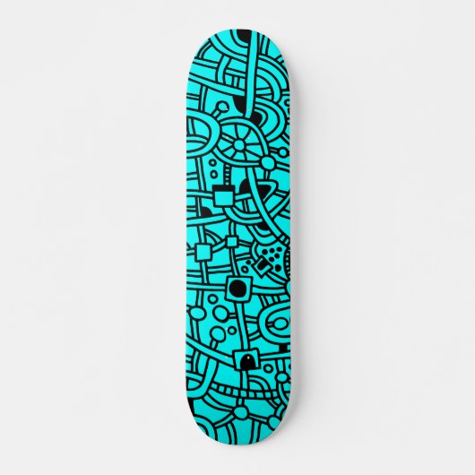Skateboard Metropolis II - Noir sur Cyan (Devant)