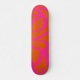 Skateboard Mi-Siècle Abstrait Moderne Lignes Orange Et Rose