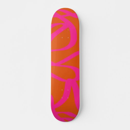 Skateboard Mi-Siècle Abstrait Moderne Lignes Orange Et Rose (Devant)
