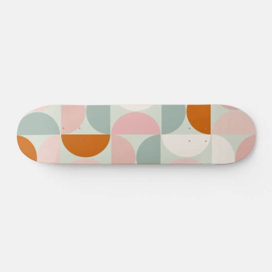 Skateboard Mi-siècle moderne Sage Vert Blush Orange Motif (Horz)