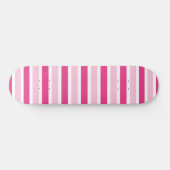 Skateboard Mignon Chic Rayures Roses et Blanches (Horz)