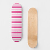 Skateboard Mignon Chic Rayures Roses et Blanches (Recto)