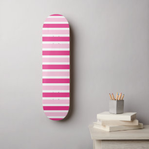 Skateboard Mignon Chic Rayures Roses et Blanches