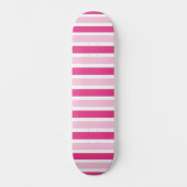 Skateboard Mignon Chic Rayures Roses et Blanches (Recto)