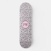 Skateboard Mignon Imprimé Léopard Rose Gris (Recto)