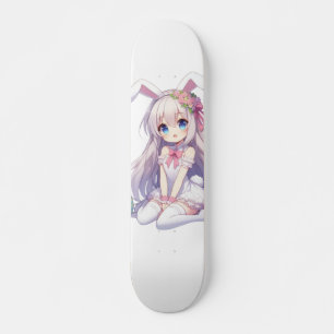 Skateboard mignon, lapin anime Pâques
