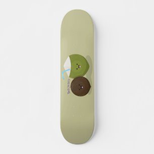 Skateboard Mignonne illustration de noix de coco kawaii de de