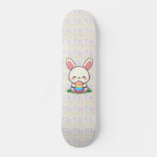 Skateboard Mignonne lapin de printemps/Pâques avec oeuf