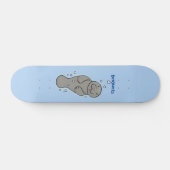 Skateboard Mignonne manatée bébé avec bulles illustration (Horz)