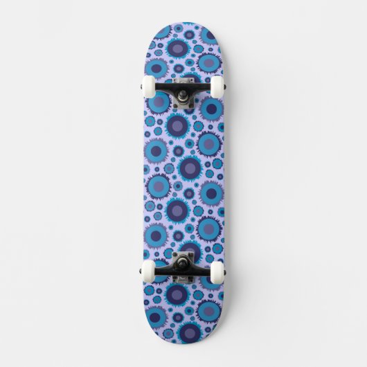 Skateboard Mignons motifs de soleils multicolores bleus (Recto)