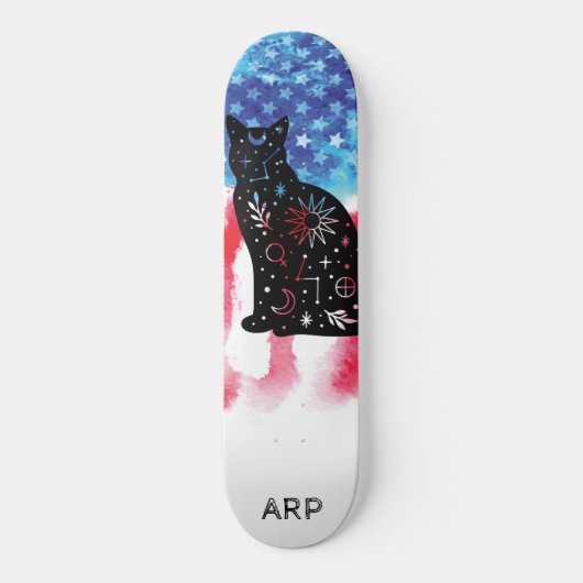 Skateboard *~* Militaire COSMIC CAT Rouge Blanc Bleu (Recto)