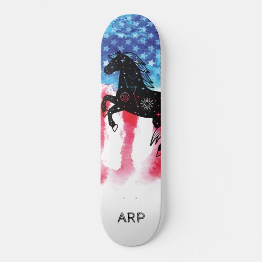 Skateboard *~* Militaire COSMIC CHEVAL Rouge Blanc Bleu Drape (Recto)