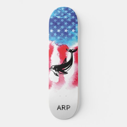 Skateboard *~* Militaire Vet DOPHIN Rouge Blanc Bleu Drapeau (Recto)